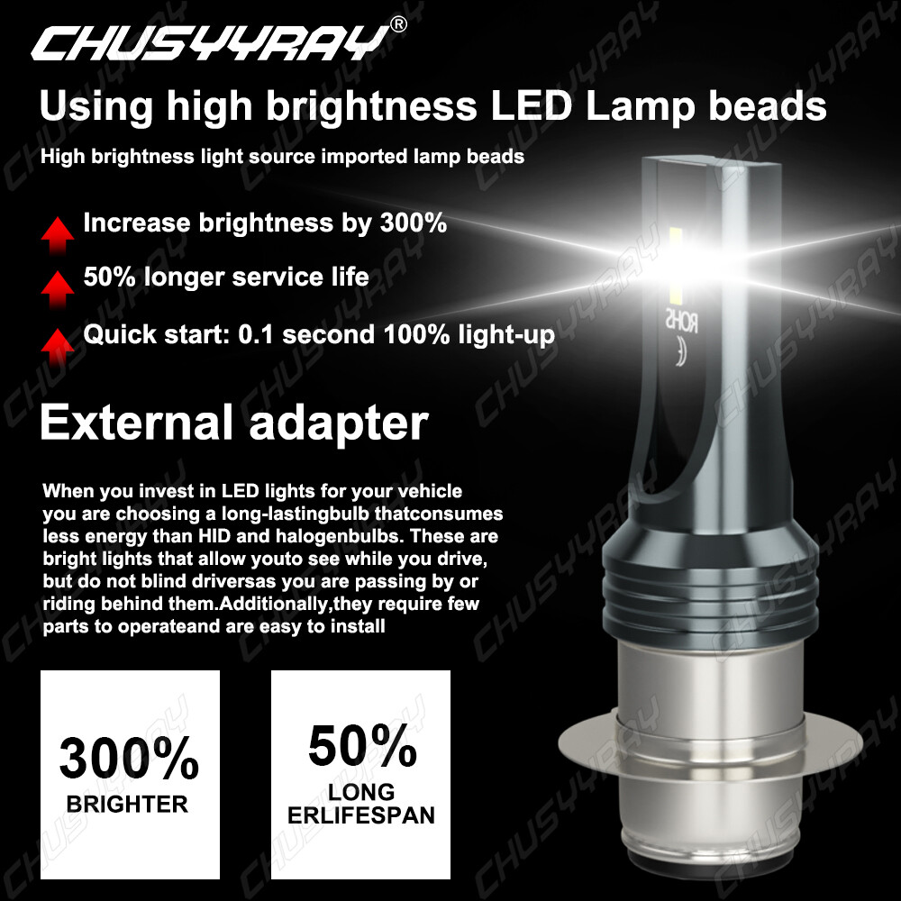 LED HEADLIGHTS FOR YAMAHA GRIZZLY 660, 400, 450, 350, 125 SUPER WHITE LED BULBS