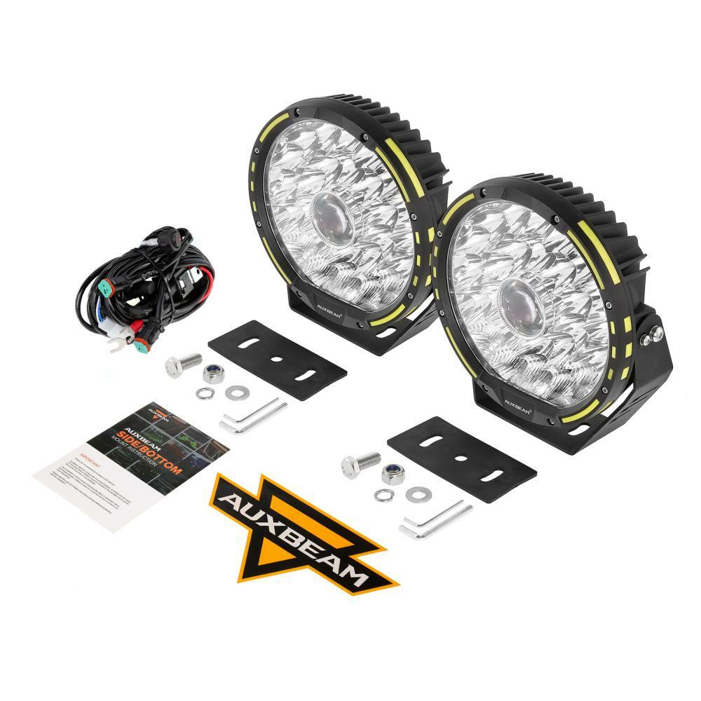 AUXBEAM 9″ 720W 360-PRO Round LED Work Lights Spot Offroad Driving For Jeep ATV