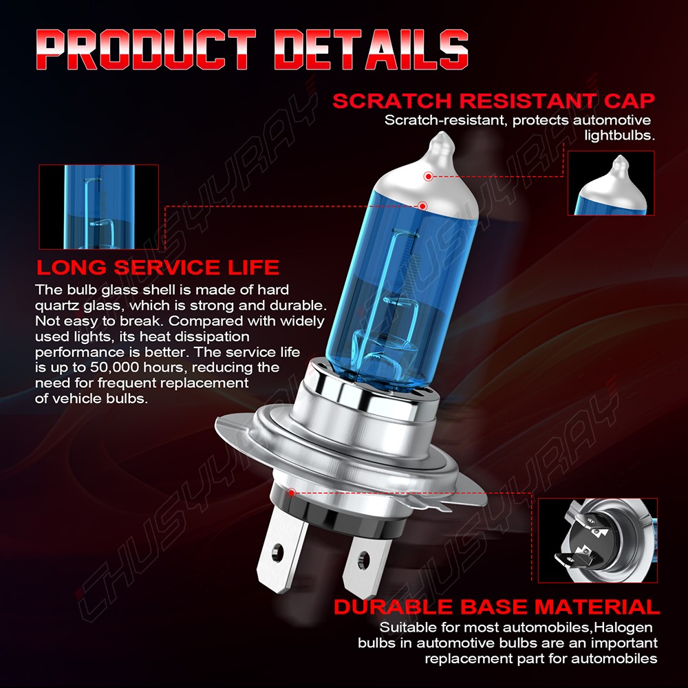 H11 H7 Halogen Headlight Super Bright Bulbs Kit 5000K White 4000LM High/Low Beam