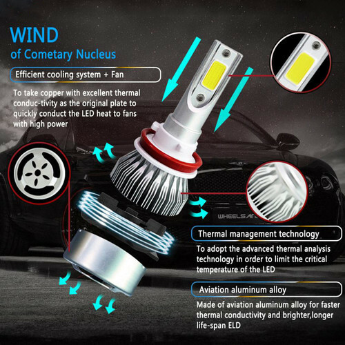 6x LED Headlight Hi+Lo+Fog Light For Jeep Grand Cherokee 1999-2010 6000K+3000K