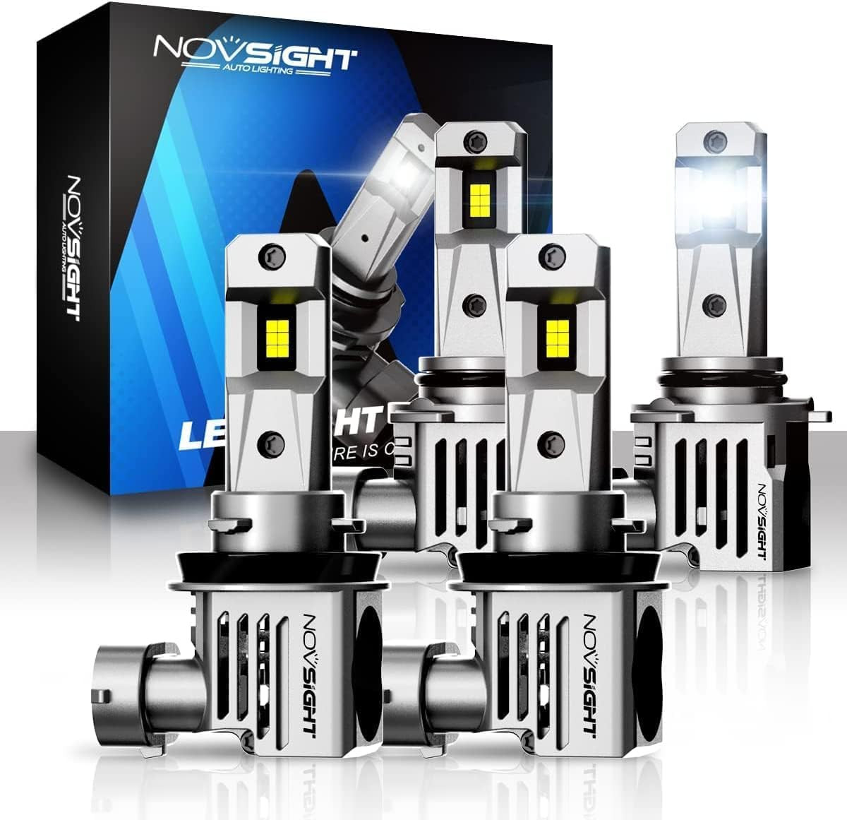 Novsight 9005/HB3 & H11/H9/H8 LED Light Bulbs 160W 36000LM 6500K White (4-Pack)