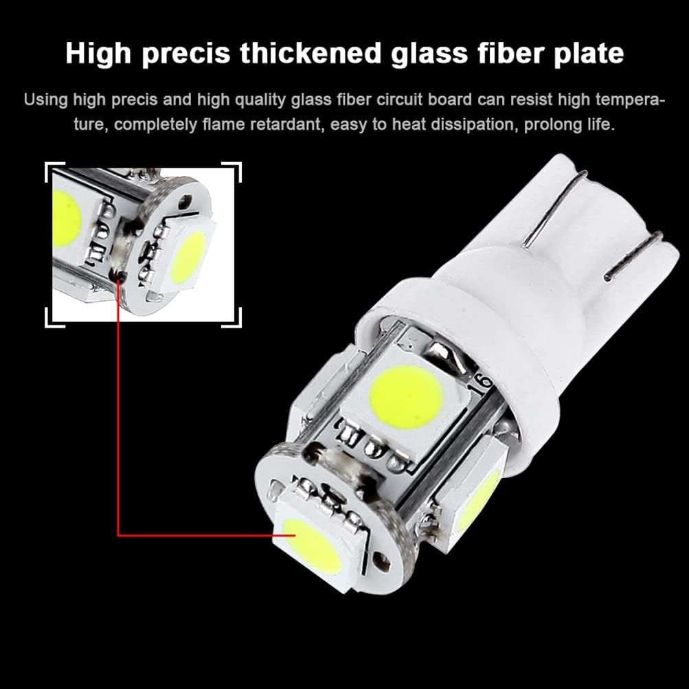 Universal T10 5-5050-SMD LED Bulbs – 20-Pack White Dash Lights, 50000 Hours