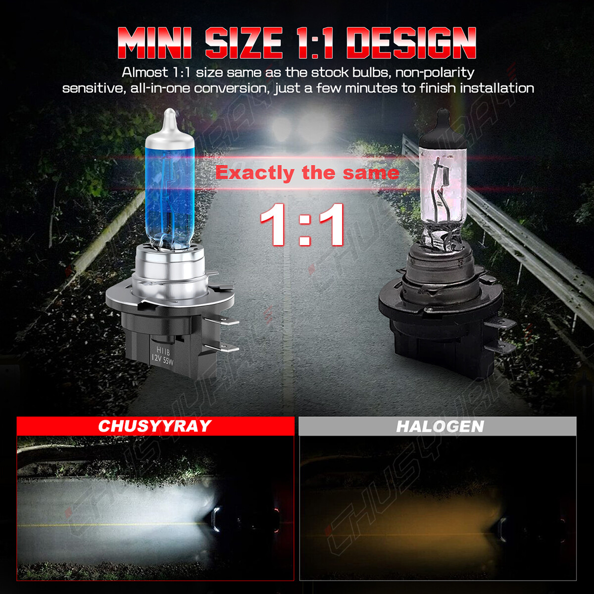 2PCS H11B Halogen Headlight Bulbs Conversion Kit Low Beam White Super bright