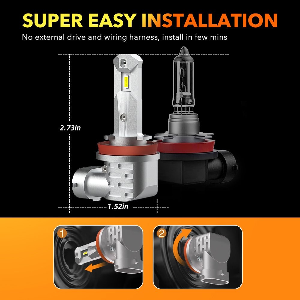 2/4/6X Combo2 H11 H8 LED Headlight Kit Super Bright Low Beam Bulb Canbus 6500K