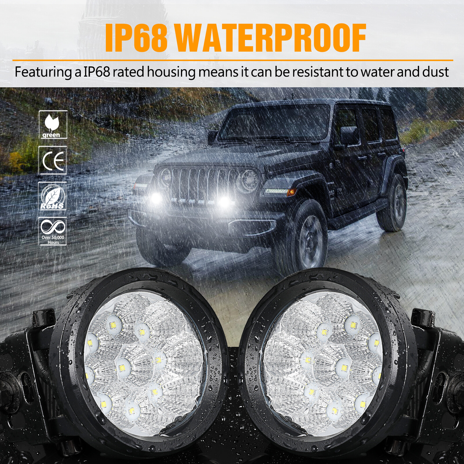 2x 3.5″ 180 W LED Round Driving Spot Lights Work Headlight Pods 4WD UTV Off Road