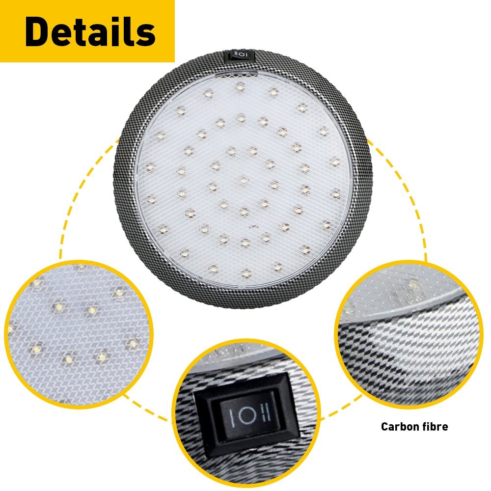 2x 12V White 46 LED Car Auto Round Dome Roof Ceiling Light Interior Bright White