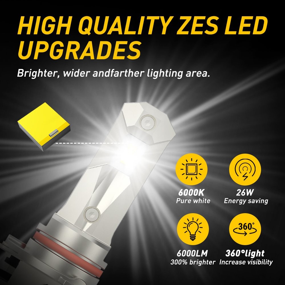 2X 9005 HB3 LED Headlight kit 24000LM High Low Beam White Bulb HID CANBUS 10S US