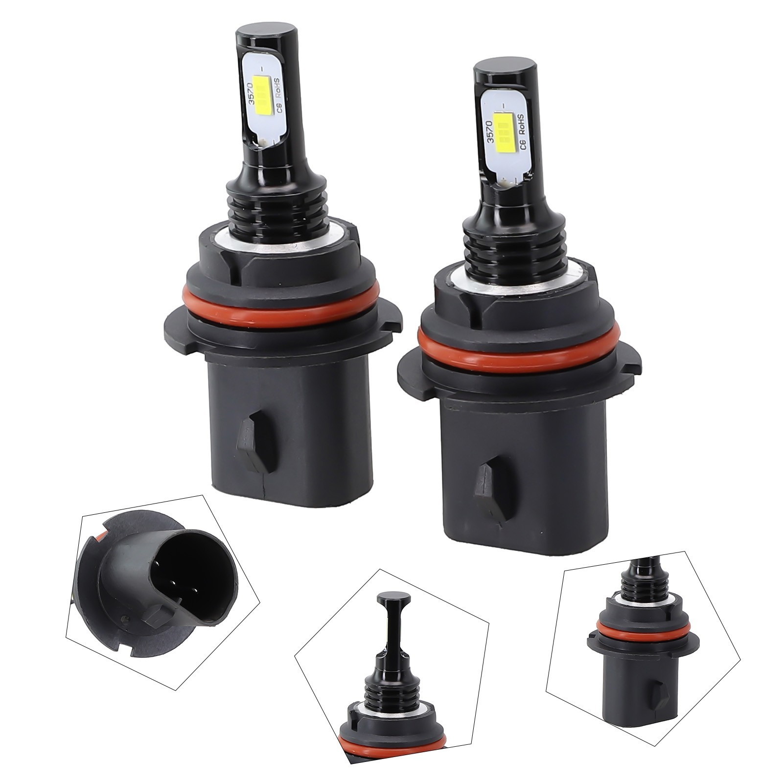 LED Car Headlights Internal Drive Single Beam White Light 2Pcs 50000hrs