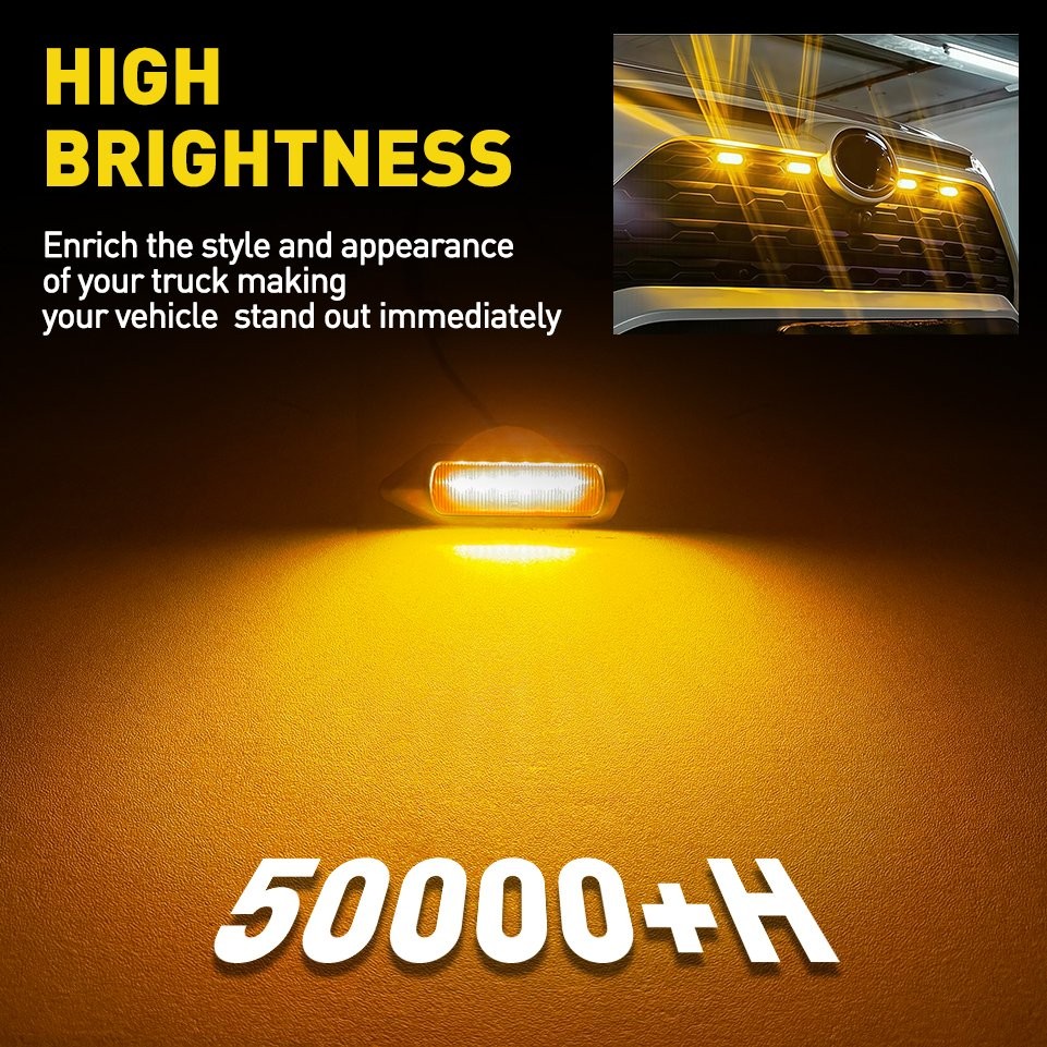 Amber White LED Front Grille Lights For Toyota RAV4 2019-24 Limited Smoked Lens