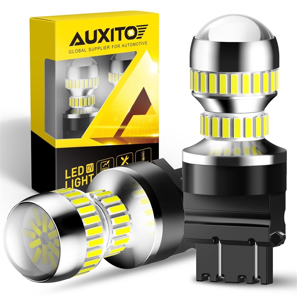 2Pcs White 3157 3457 3057 Signal 54SMD Backup Reverse Tail Turn LED Light Bulbs