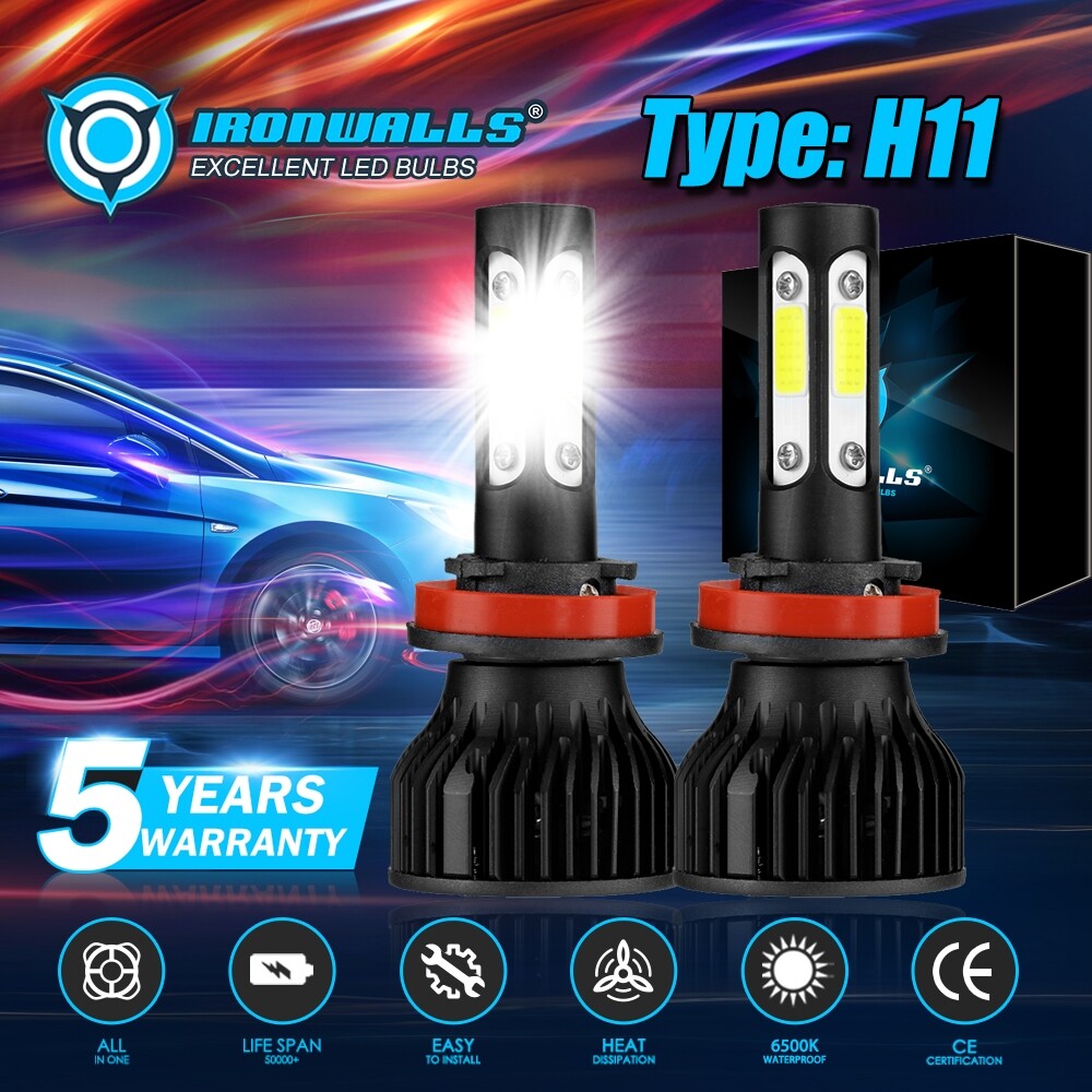 4-Sides H11 LED Headlight 10000W 1200000LM Kit Low Beam Bulbs Super Bright 6500K