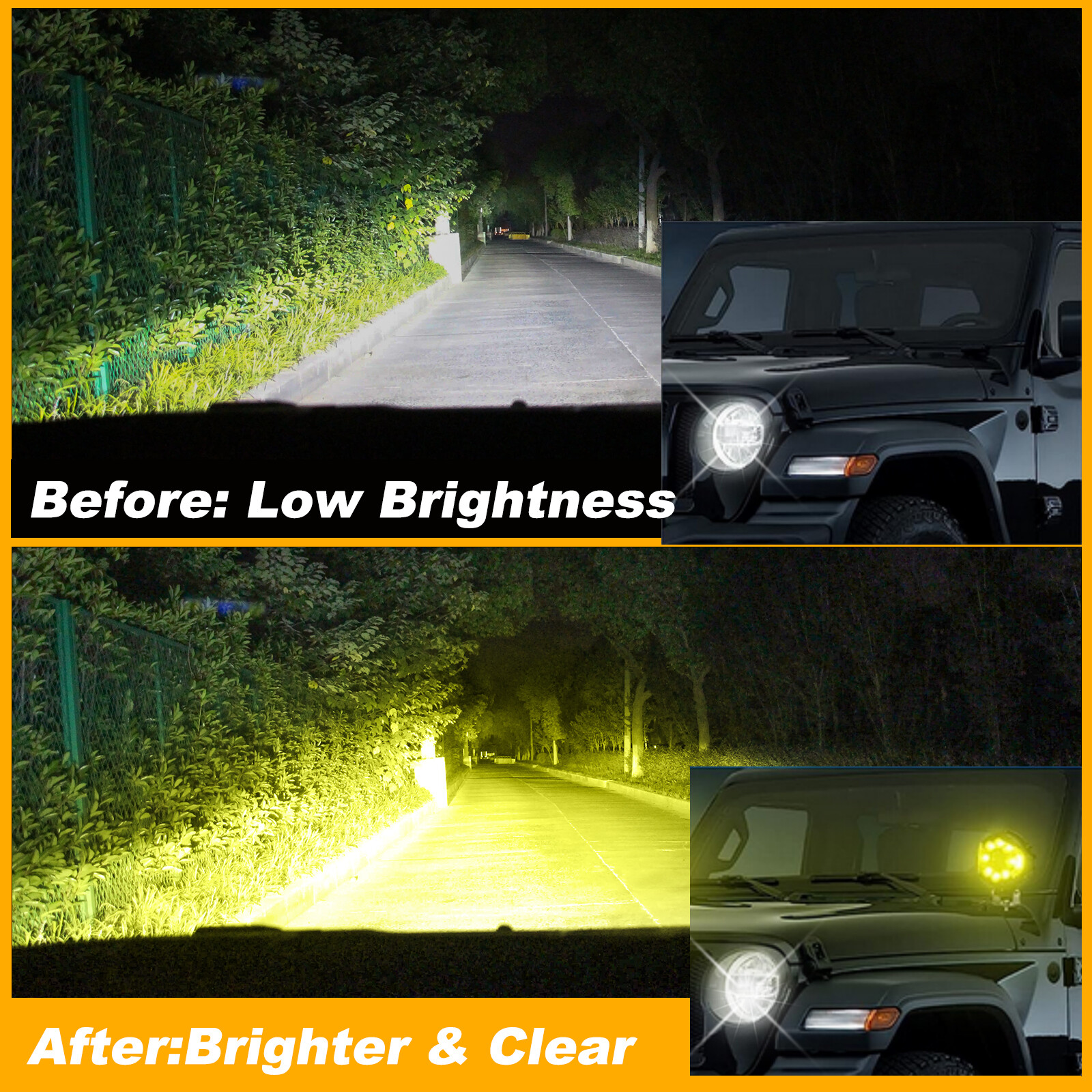 7″ LED Combo Flood Spot Work Light Amber DRL Driving Fog Light ATV Offroad Pods