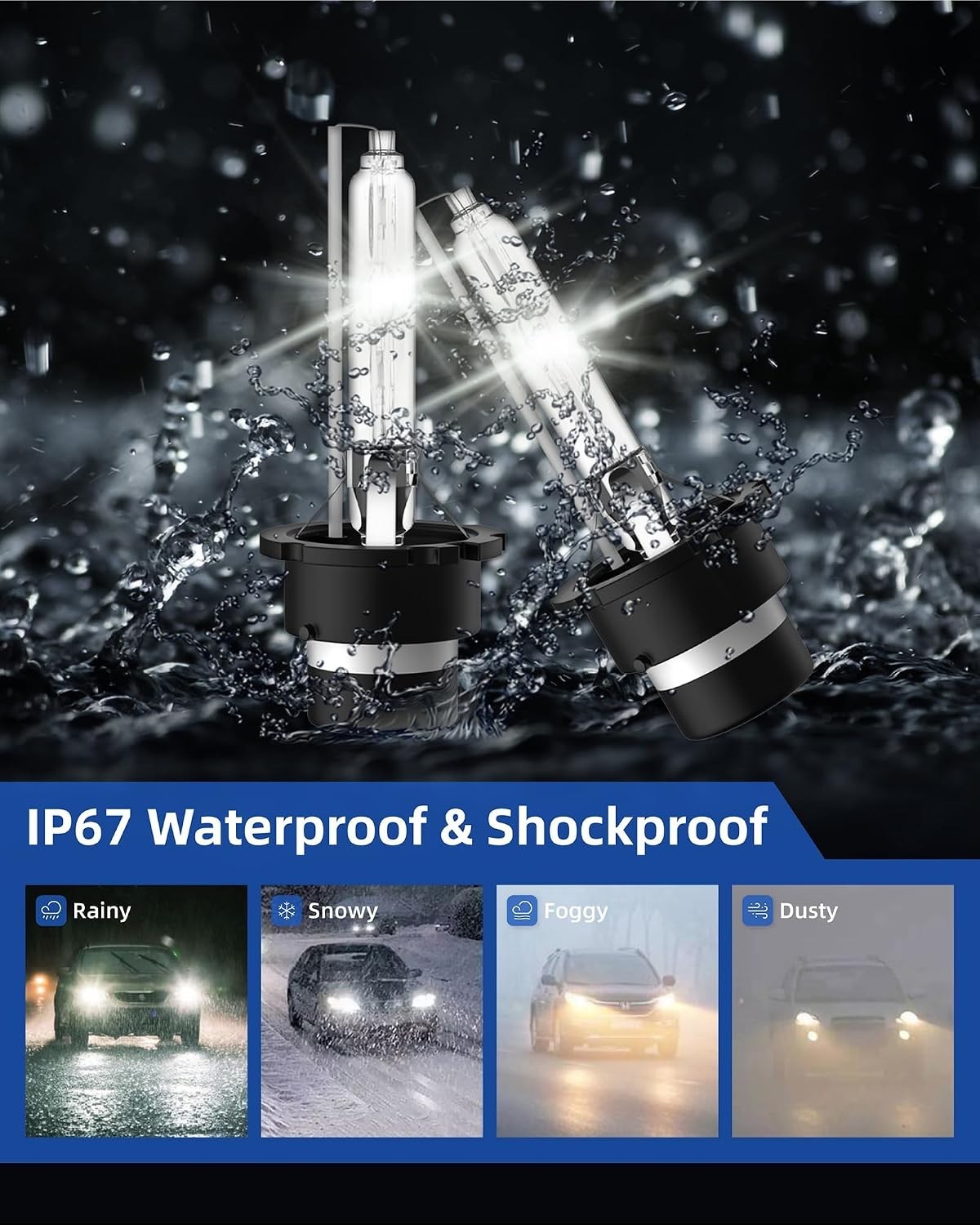D2S Xenon HID Headlight Bulbs – 6000K 35W High Low Beam 66240 85122UB 66040 R…