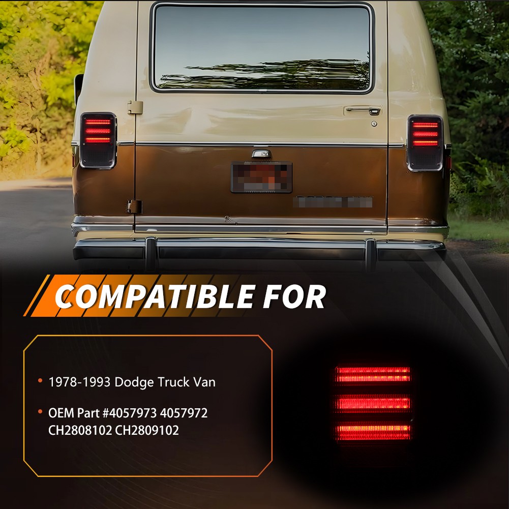 2X Smoke Lens LED Rear Tail Lights For Dodge B150 250 350 Plymouth PB100 150 250