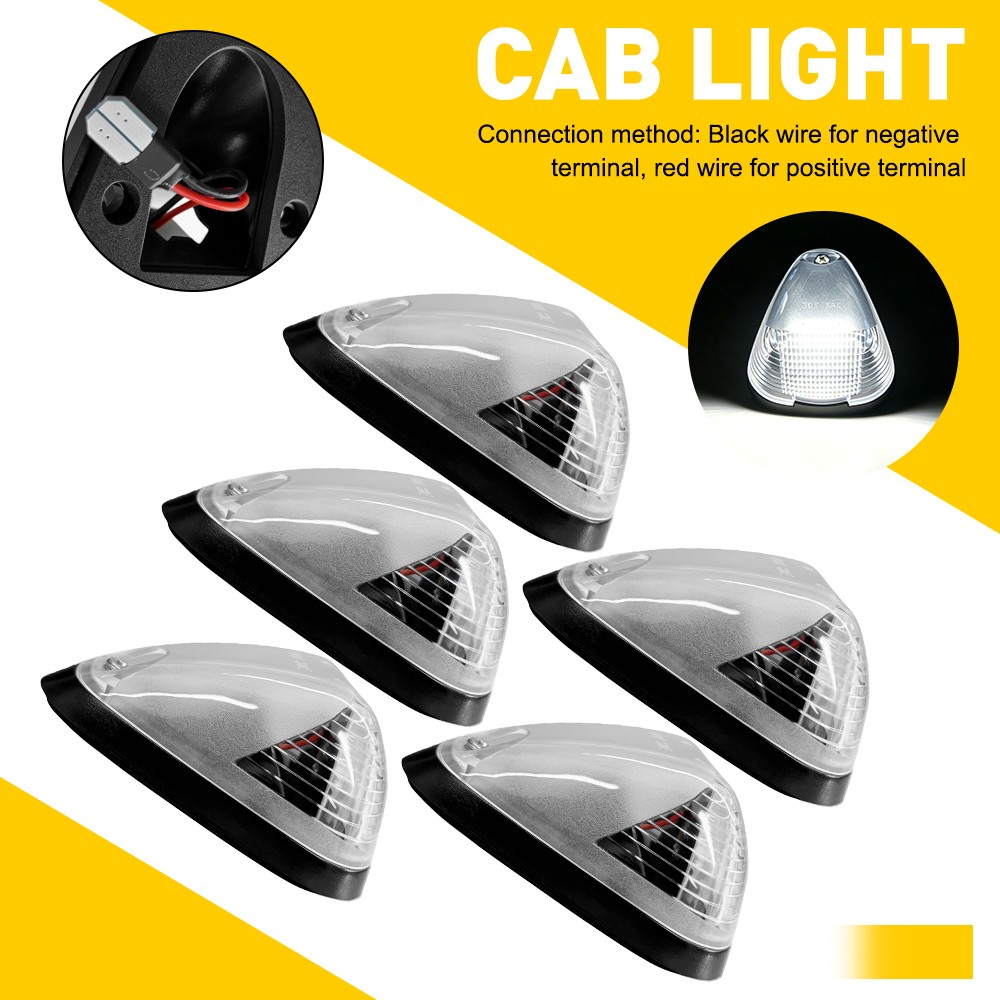 5X Clear White LED Cab Roof Marker Lights For Ford F-250 F250 Super Duty 1999-16