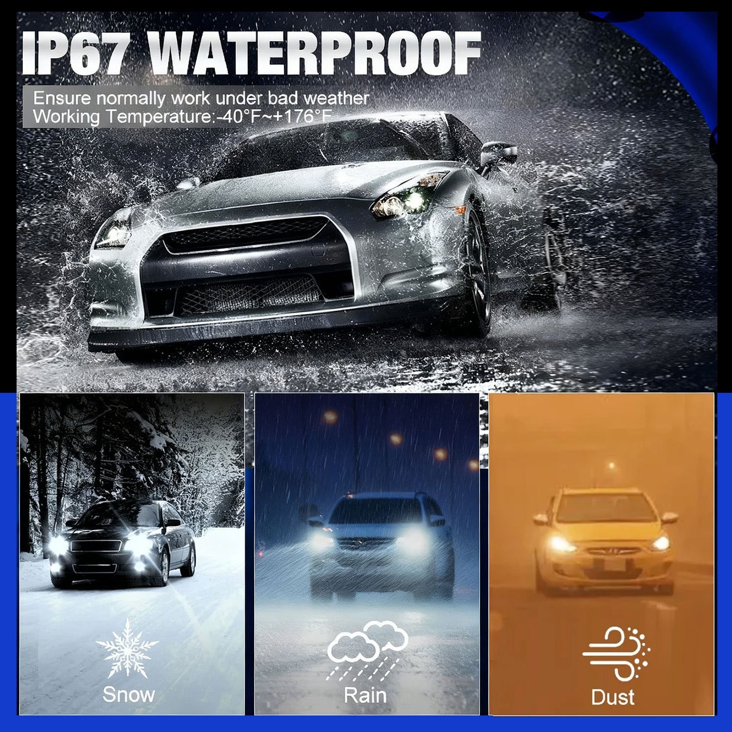 FISONA H4 LED Headlight Bulbs High Low Beam Super Bright 10000Lumens 100W 6000K