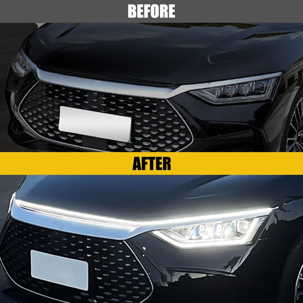 Car Hood Dynamic Scan LED Daytime Running Light Strip Waterproof Lamp Decor 1.5m