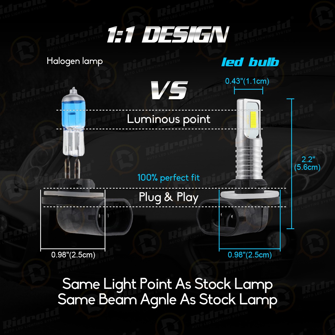 881 LED 12V Car/Tractor/Golf Cart Fog Light Bright Bulbs 862/886/889/894/896