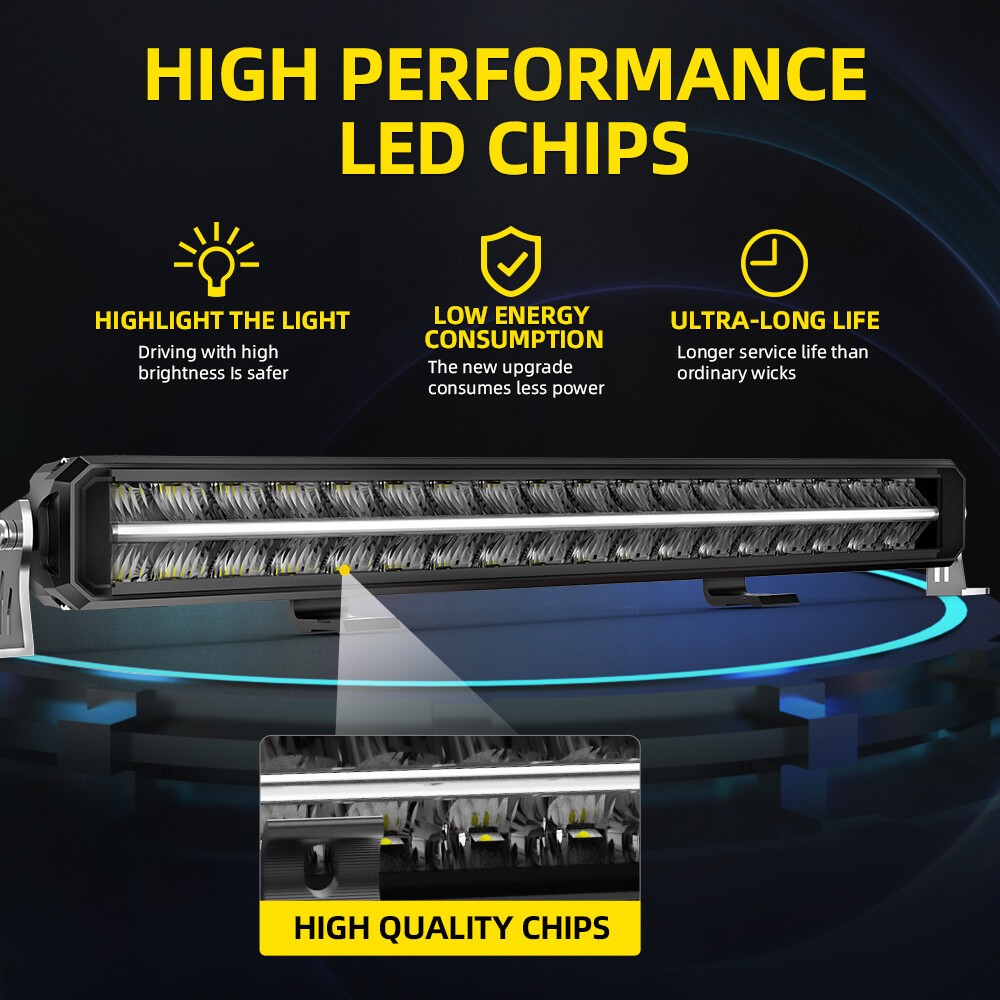 12V-24V Night Blazer 22″ Dual Row LED Light Bar With DRL Park Light Function 20″