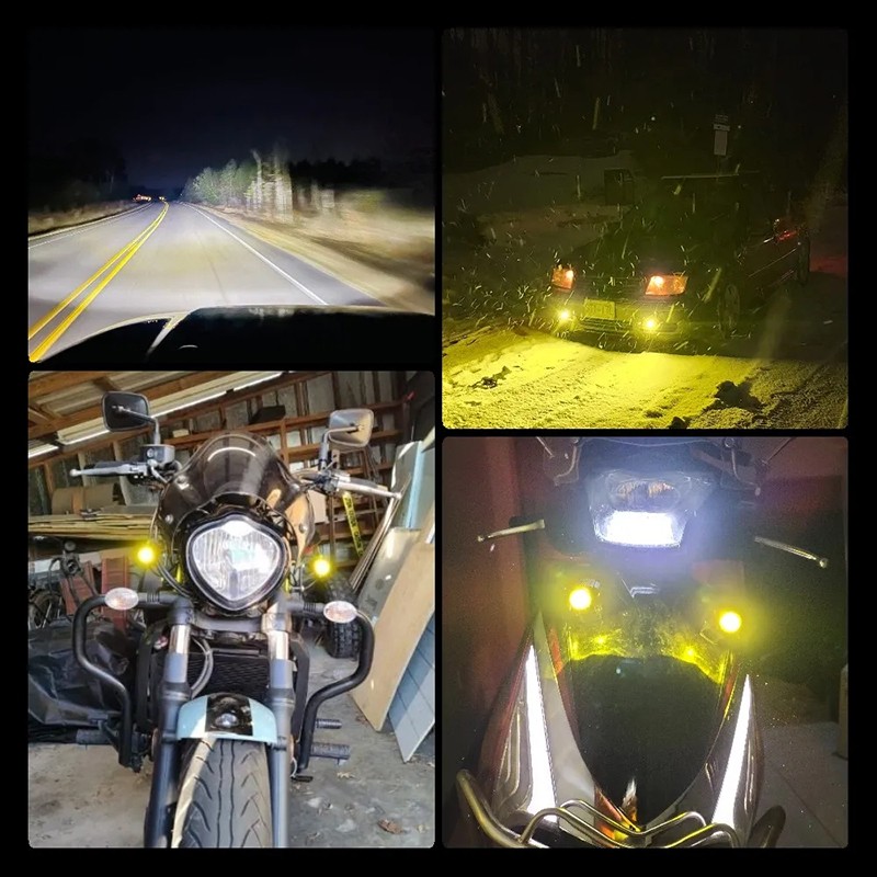 2X LED Motorcycle Spot Light Headlight Fog Work Driving Yellow White Offroad ATV