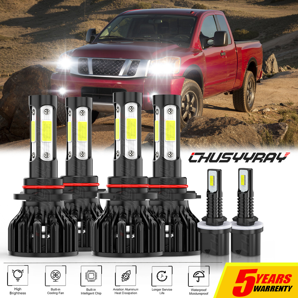 For Nissan Titan 2004-2015 6x Combo LED Headlights High/Low Beam Fog Light Bulbs