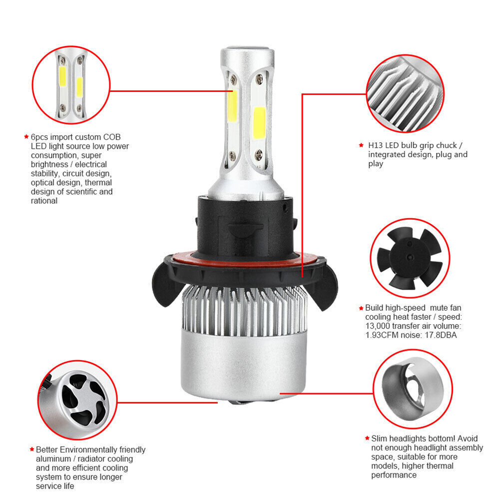6X White LED Headlight Hi-Lo Fog Light Bulbs For Ford F250 F350 F450 2005-2019