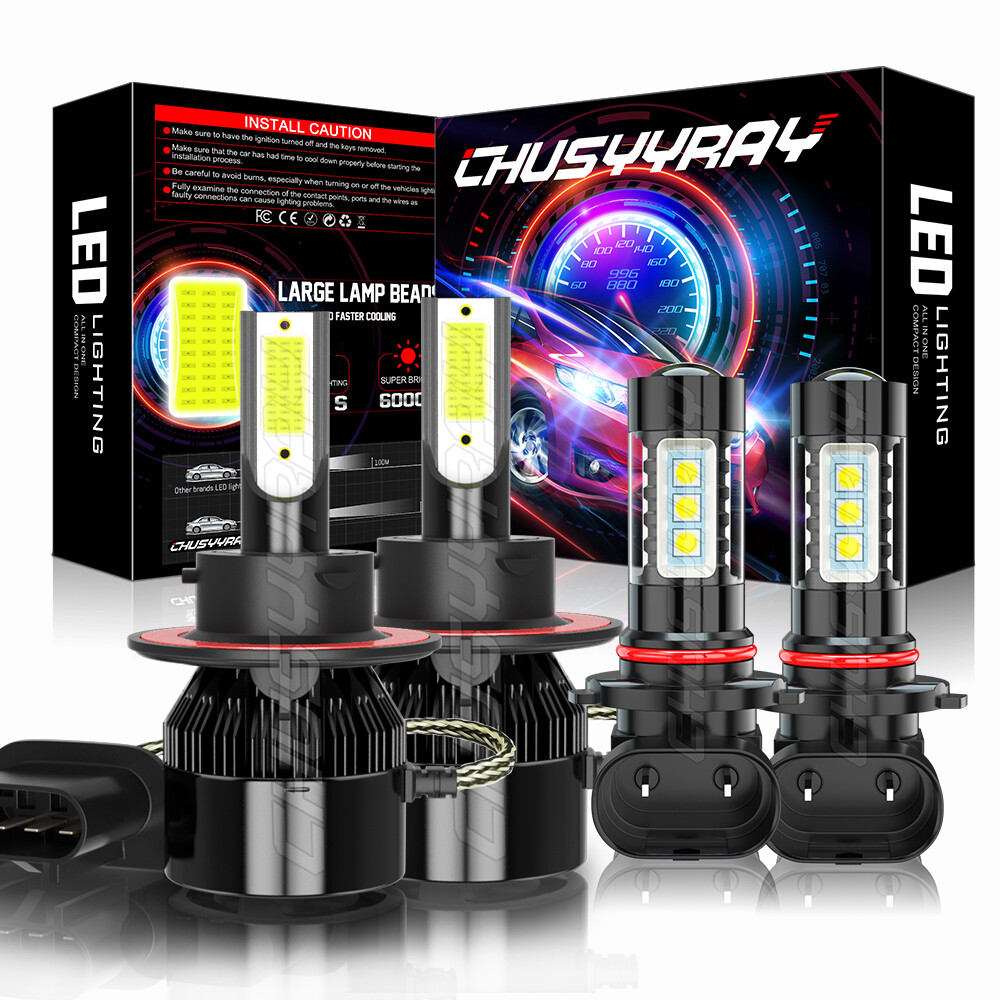 4PCS LED Headlight Fog Light Bulbs For 2003 2004 2005 Dodge Ram 1500 2500 3500