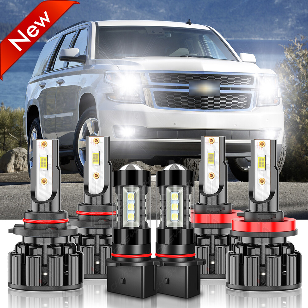 For Cheverlet Tahoe 2015-2020 6x LED Headlight Kit High&Low Beam Fog Light Bulbs