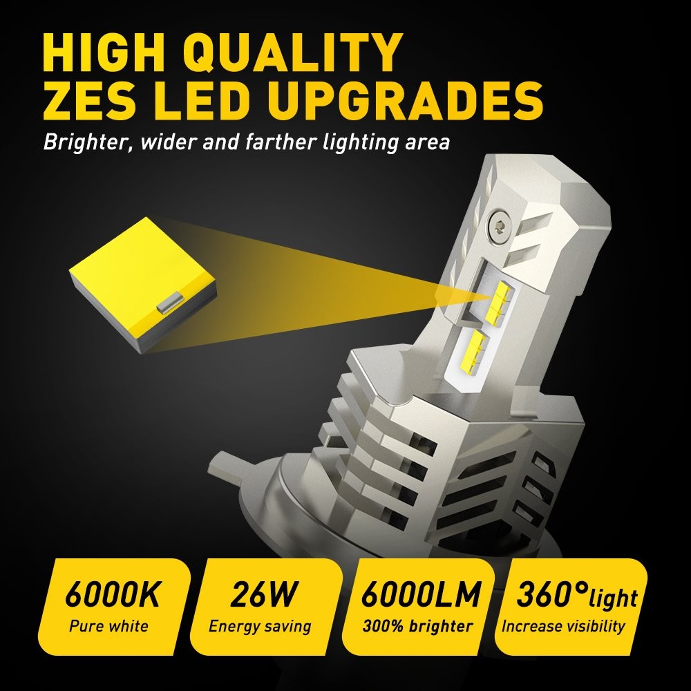 AUXITO H4 9003 LED Headlights High Low Beam Bulbs Conversion Kit 6500K White Y