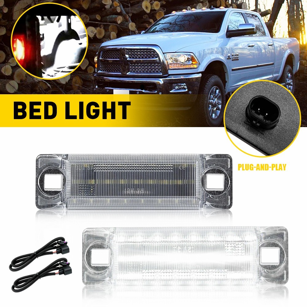 2PCS White LED Cargo Lights w/ Wiring 5182673AA Fit For 2016-2018 Dodge RAM 2500