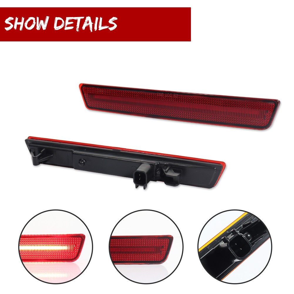 Amber & Red Lens LED Side Marker Lights Fits 15-23 Dodge Challenger Front + Rear