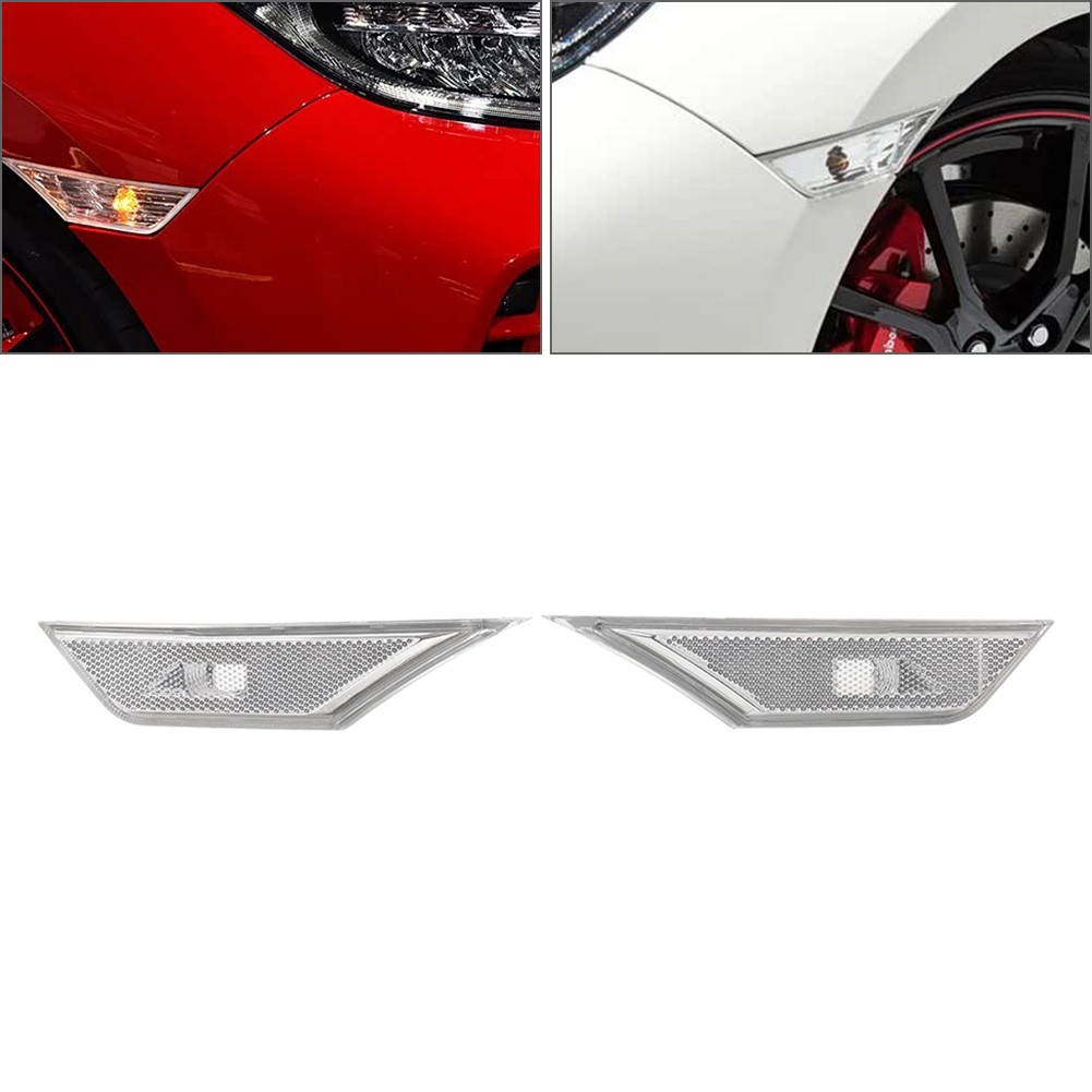 2pcs Clear Side Marker Lamp Turn Singal Light With Bulbs For Honda Civic 2016-21