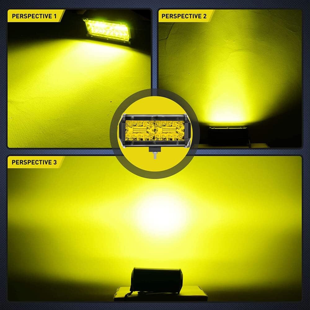 4x 7″ Yellow LED Driving Light Spot Pods Fog Lamps Fit Peterbilt Mack Semi Truck