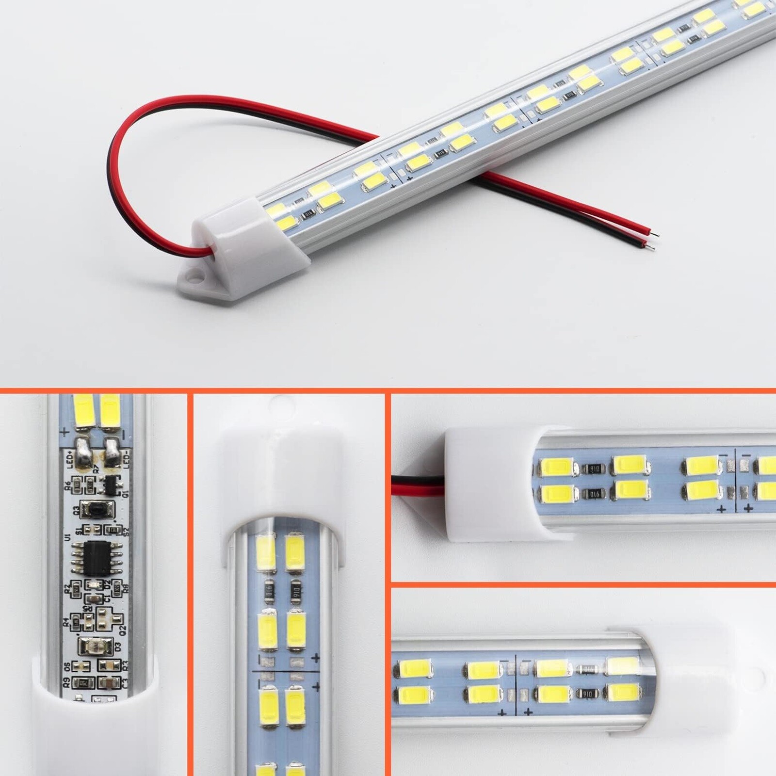 4Pcs 12V 48LEDs RV Ceiling Dome Light Bar Interior Lights Kit for Trailer Camper