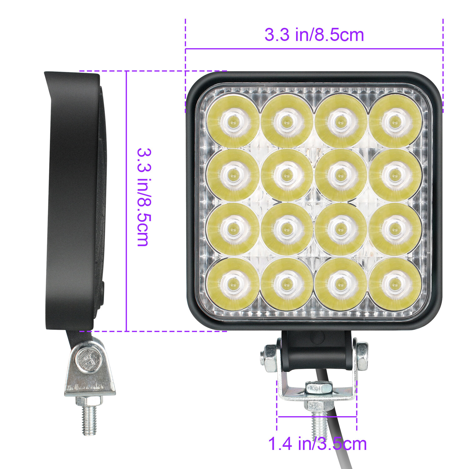 6PCS 4inch 48W LED Work Light , Square Flood Lights for Truck Tractor Off-Road