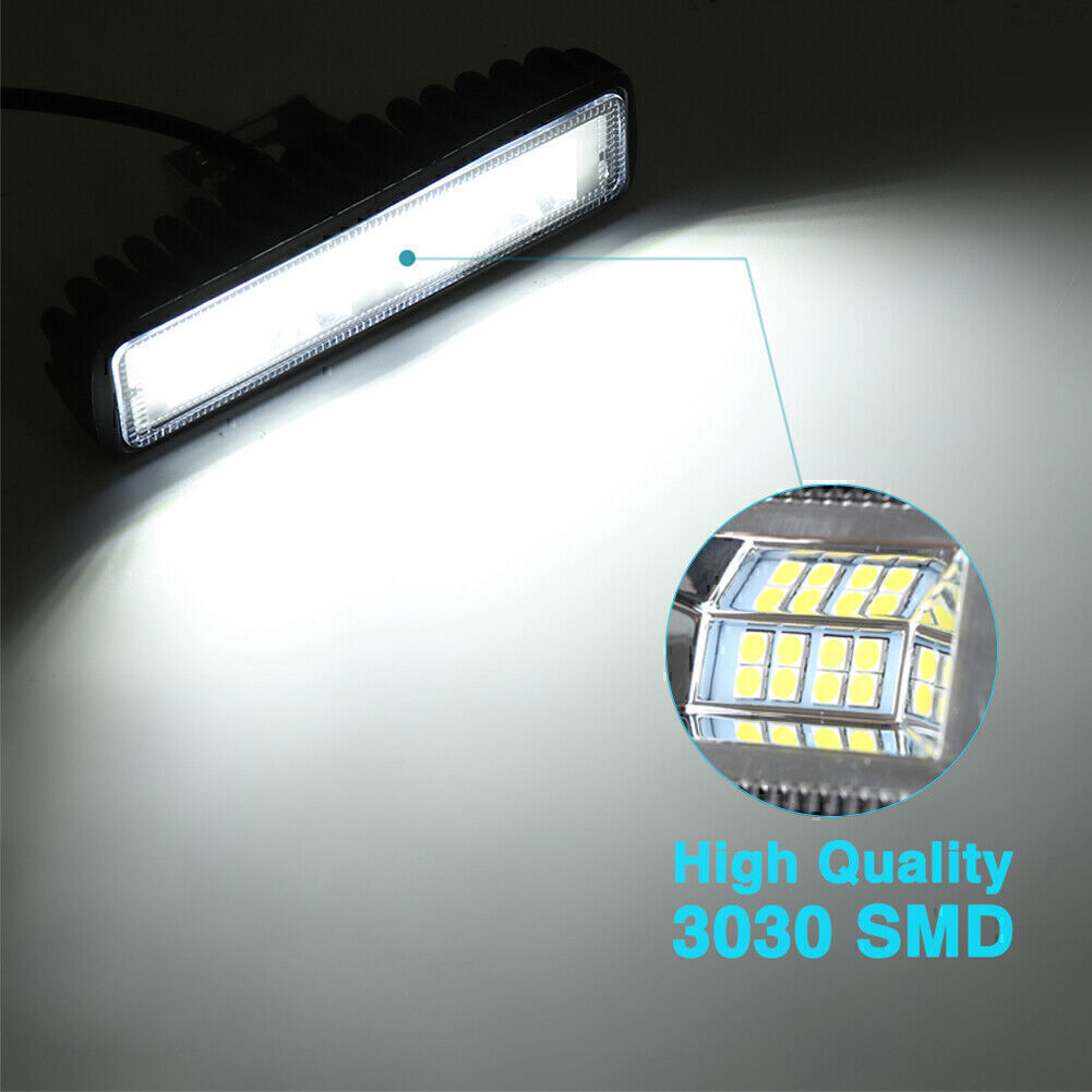 2X LED Work Lights 6 Inch 48W 12V Driving Strip Flood Beam Working Lamp Bar SUV