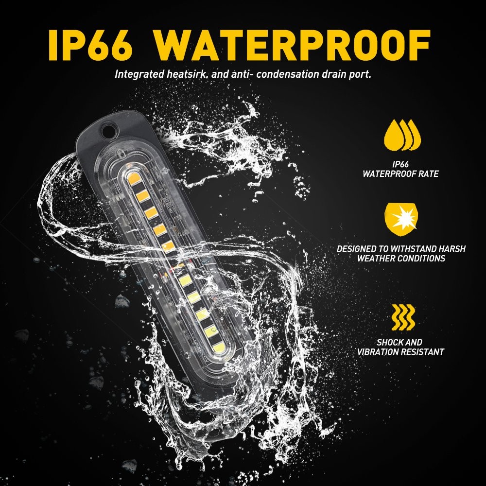4X Warn Hazard Car Flash Strobe Light Bar Aluminum Housing Pickup, Off-road