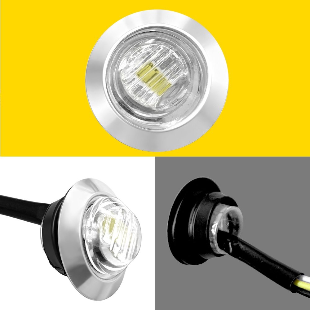 20X 12V White 3/4″ Marker Lights LED Round Side Bullet Lamp for Truck Trailer RV