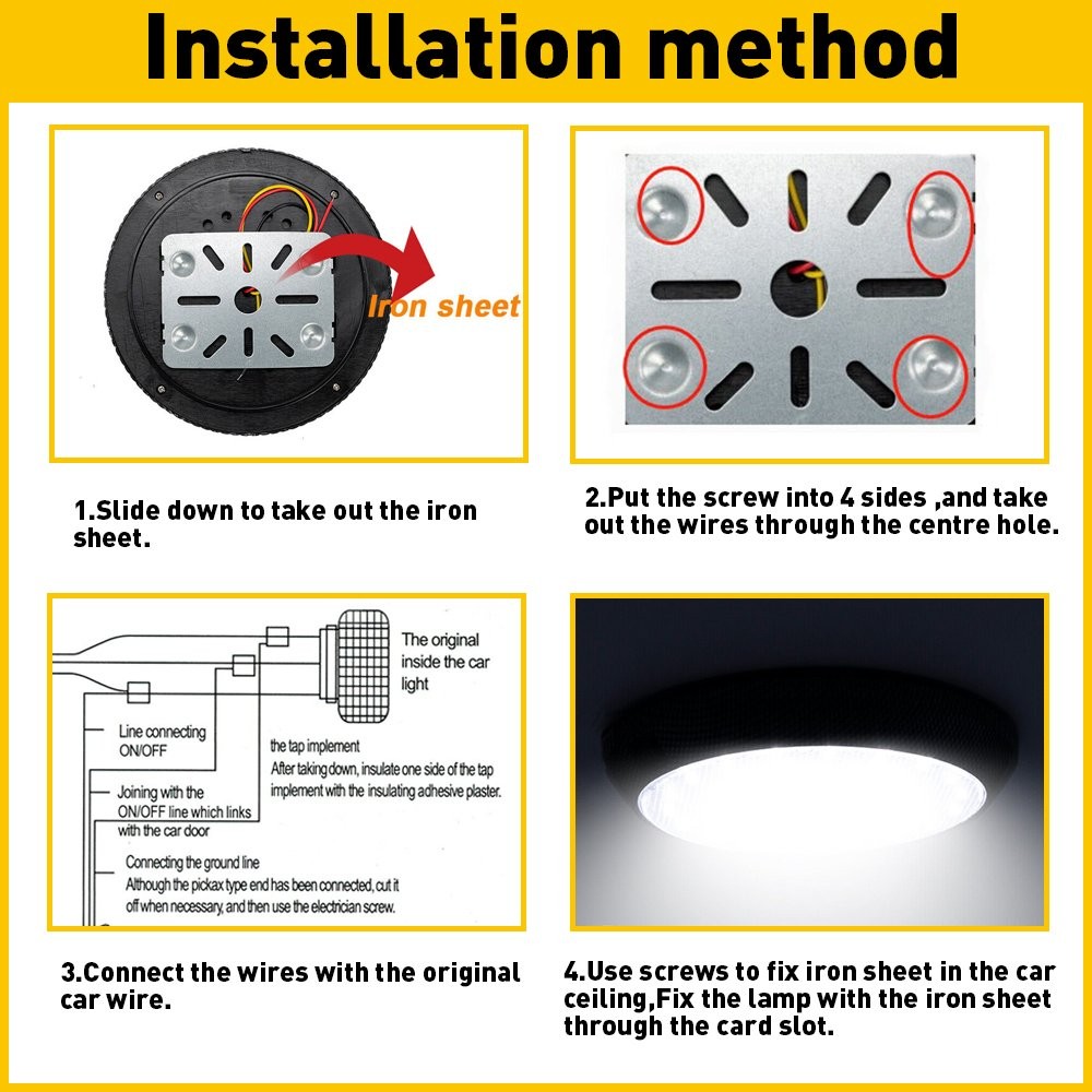 2x 12V White 46 LED Car Auto Round Dome Roof Ceiling Light Interior Bright White