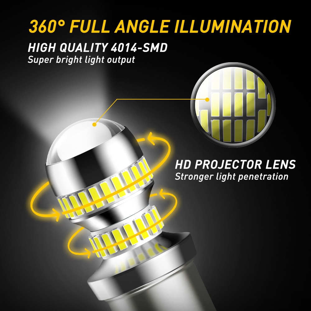2-20 LED Reverse Parking Daytime Running Light Bulb White 6000K 1156 4014SMD 54H