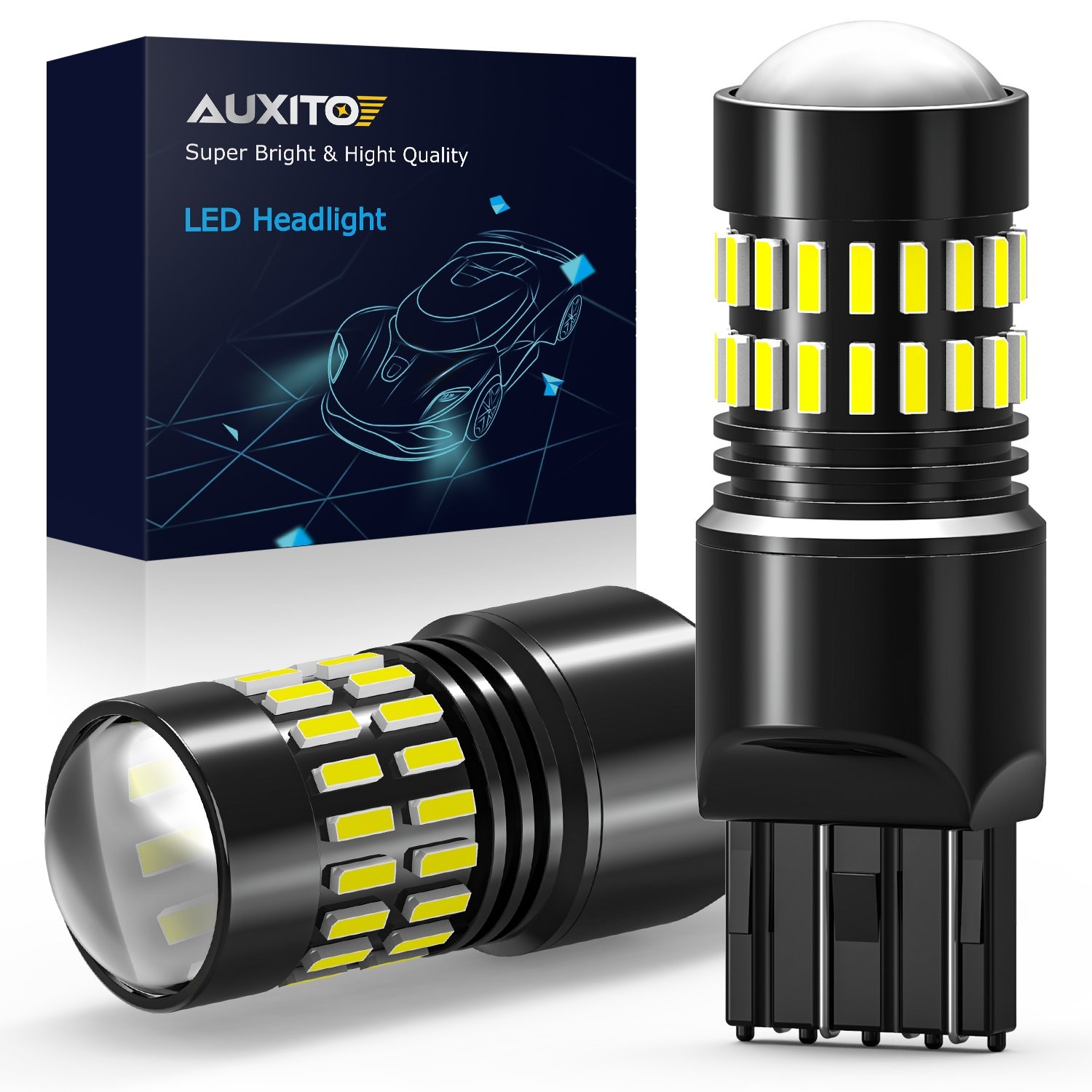 AUXITO 7443 Switchback Car LED Turn Signal Parking Light Bulbs White 2x T