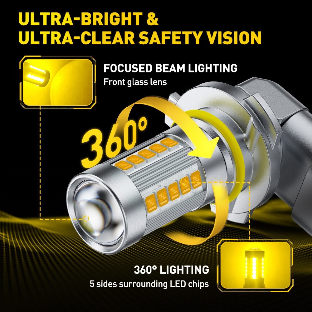 2Pcs 9006 HB4 LED Headlight Bulbs Kit Low Beam Fog Lights 1000LM 6500K White E1