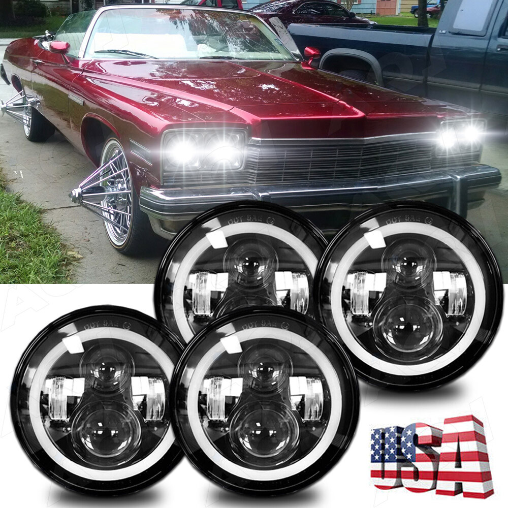 4X 5.75″ 5-3/4″ inch Round LED Headlights DRL Angel Eyes DOT Projector Beam