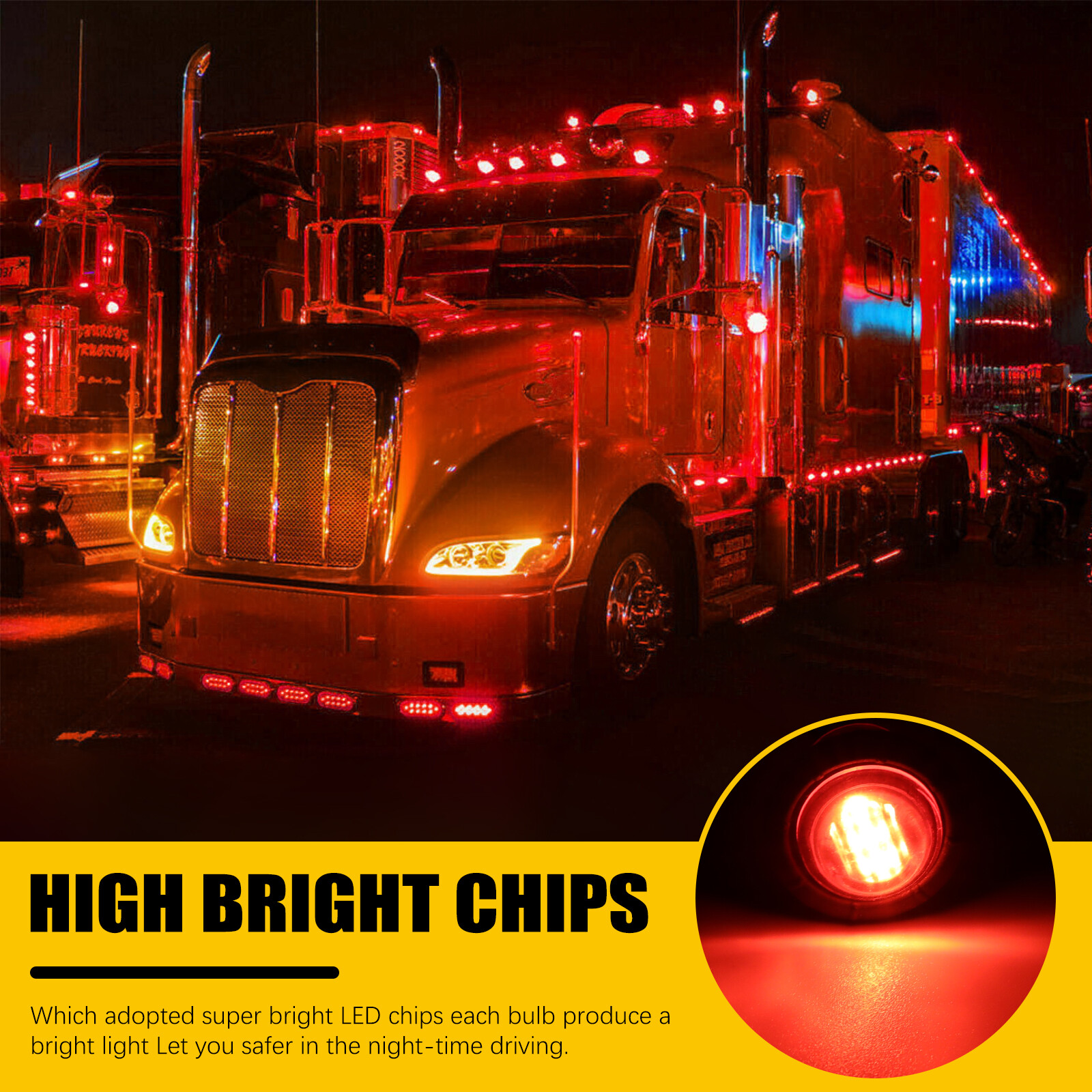 20pcs Mini Round Marker Lights 3/4″LED Truck Trailer Bullet Side Clearance Light