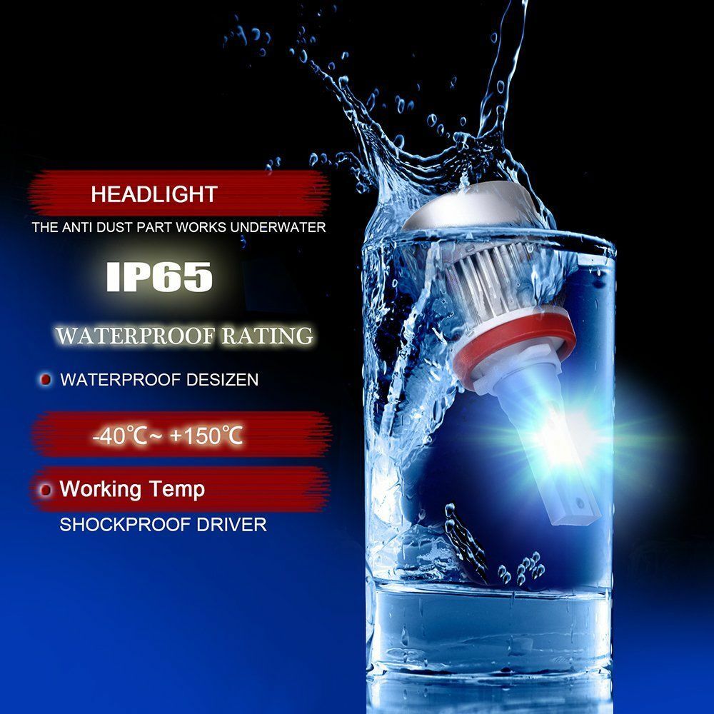 NEW 2x 9006 HB4 8000K Ice Blue 8000LM LED Headlight Bulbs Kit High Low Beam