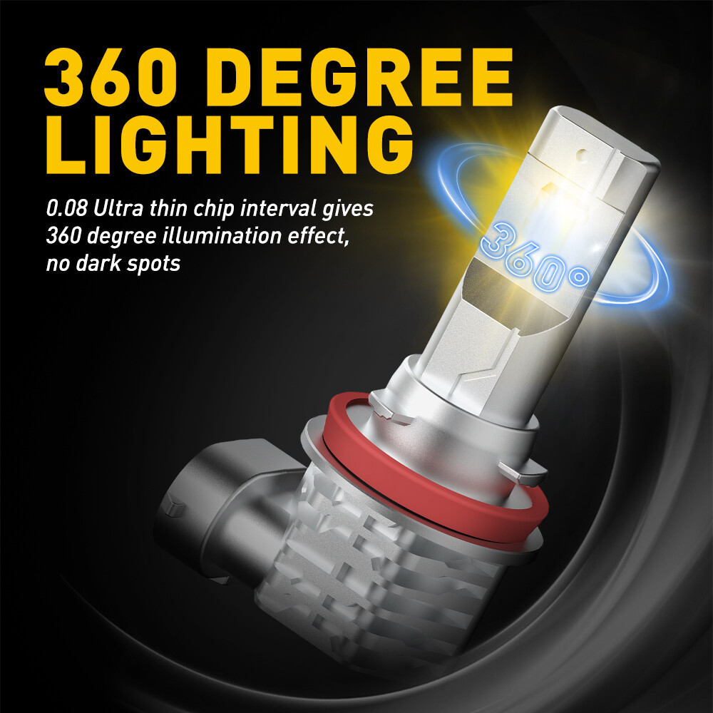 H11 H8 White/golden Yellow LED Fog Light Bulb Dual Color Switchback Strobe Flash
