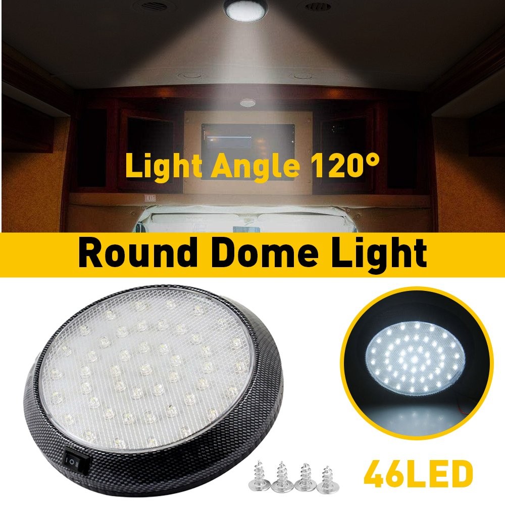 2x 12V White 46 LED Car Auto Round Dome Roof Ceiling Light Interior Bright White
