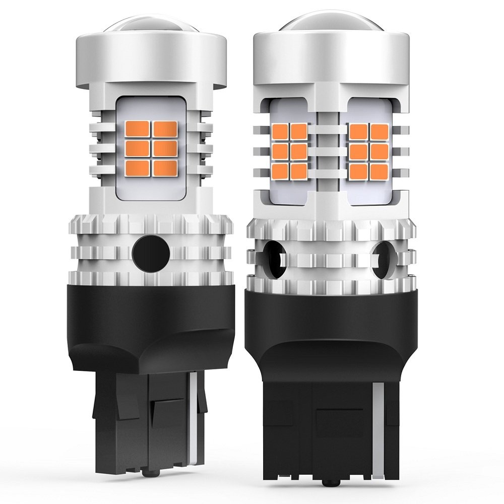 Pair Amber Yellow 7440 W21W T20 LED Turn Signal Light Bulb 3020SMD Chips AUXITO
