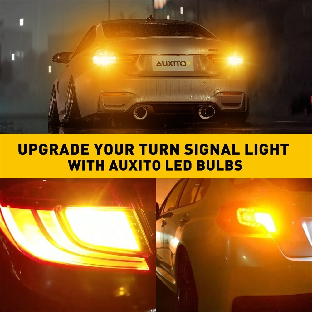 3157 3156 LED Turn Signal Parking Light Bulb Yellow Error Free Canbus AUXITO