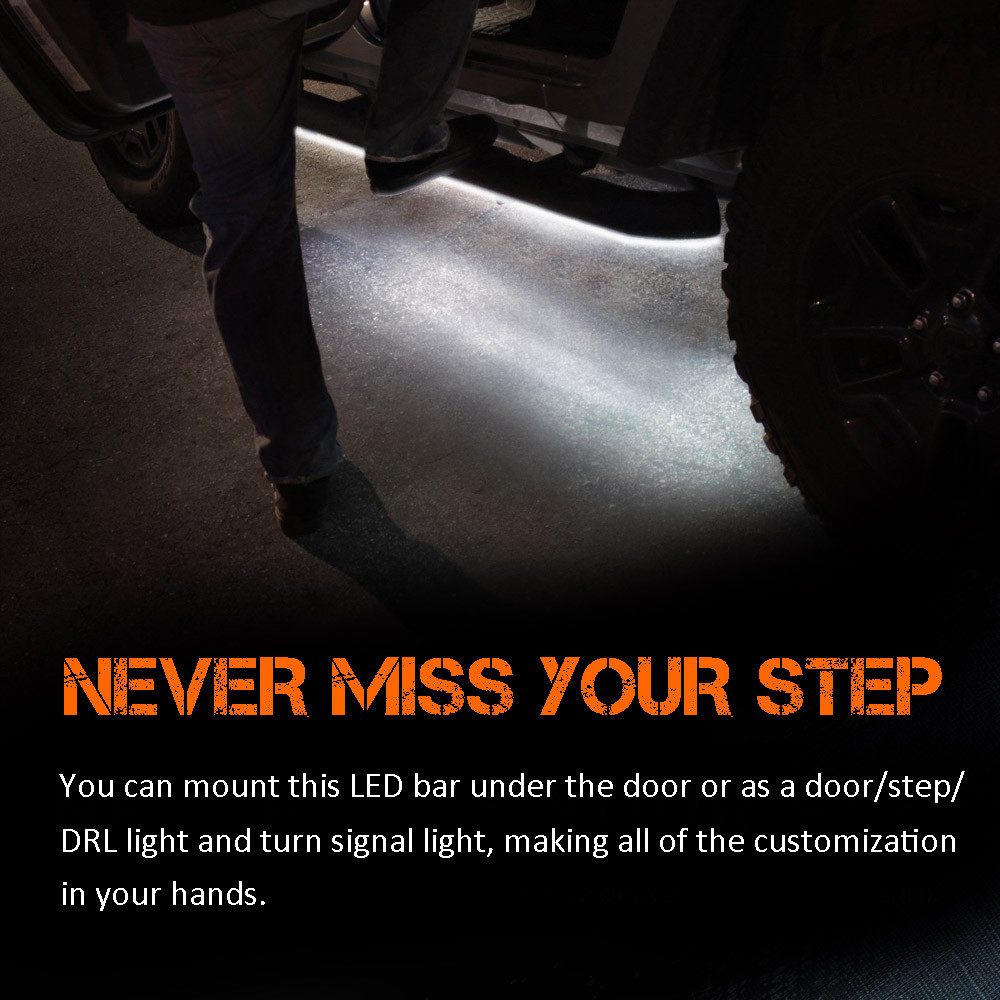2X Amber Side LED Light Strips Running Board Marker Courtesy Step Lighting 48″